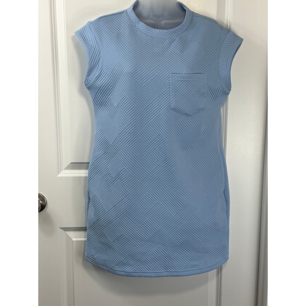 Pretty Garden Baby Blue Textured Geometric Pocket Dress Women's Small Summer S